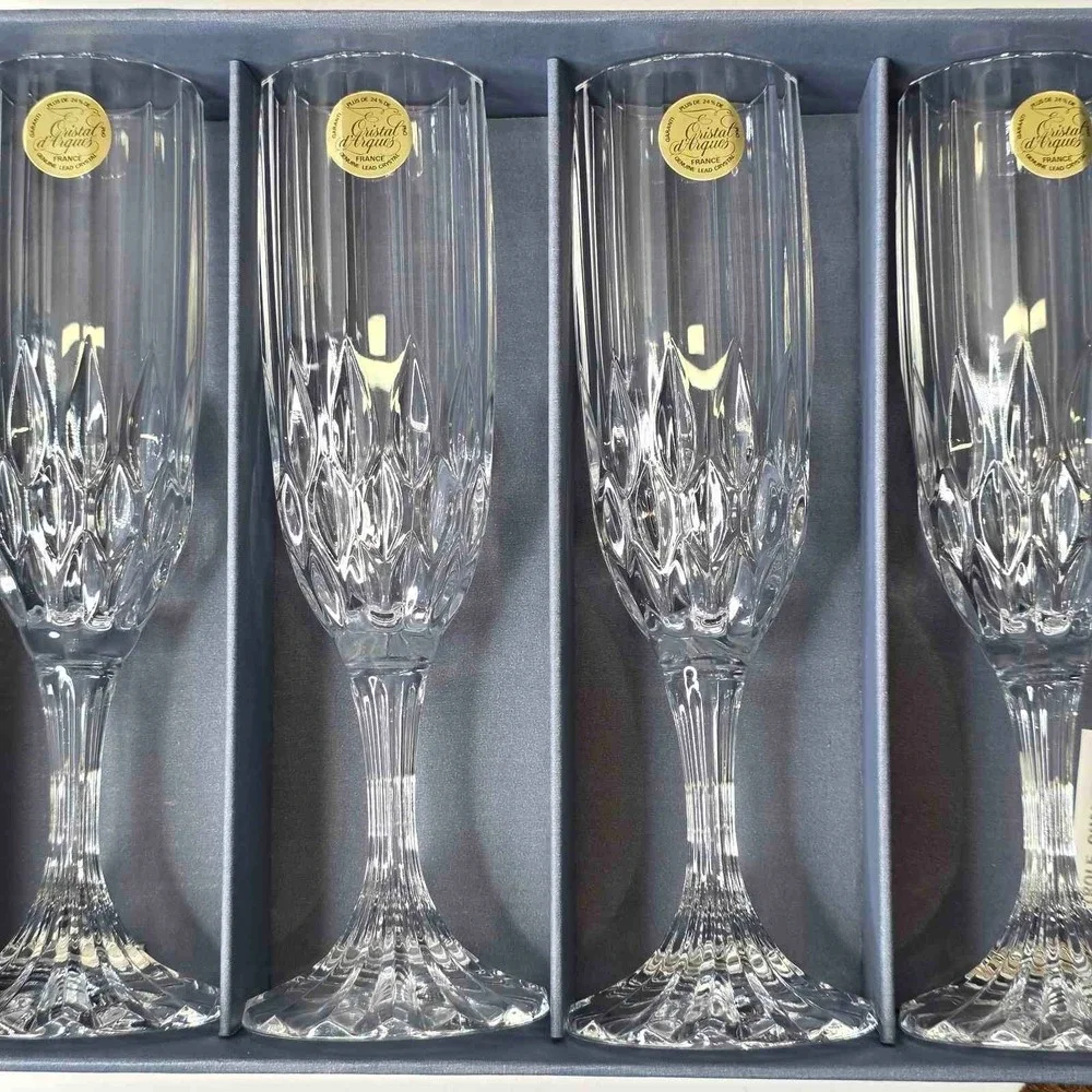 Cristal d'Arques Bretagne Crystal Champagne Flutes 8 1/8